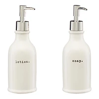 White Soap Dispenser Set with Matching Caddy, 3 pc
