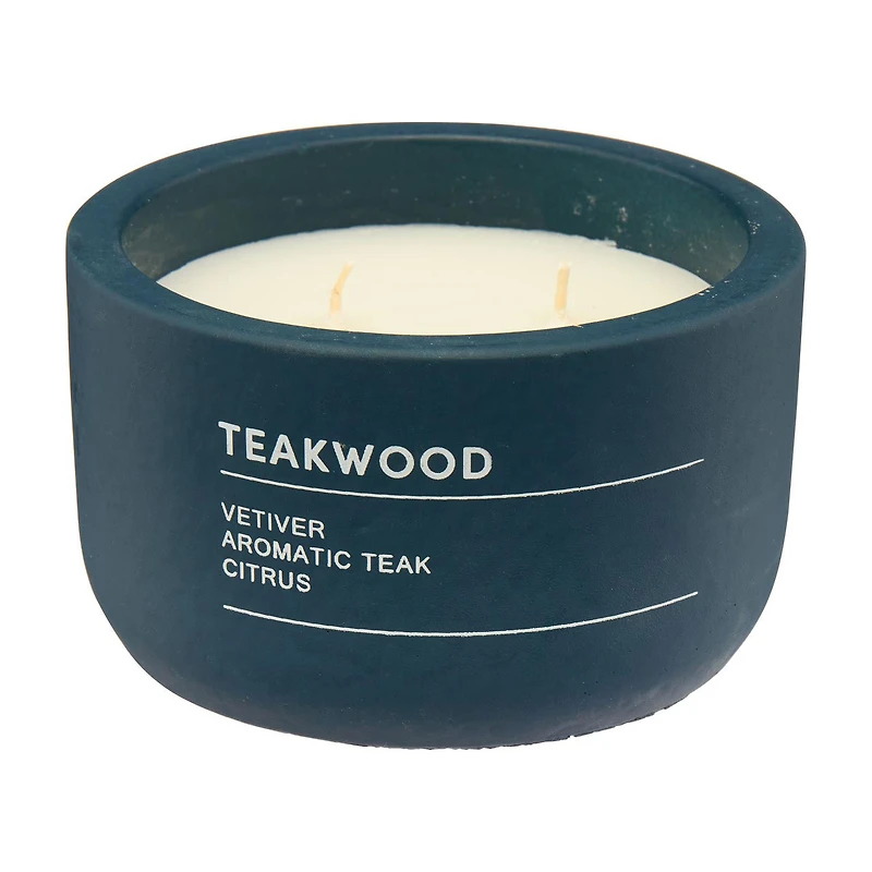 Blue Cement Scented Candle, Teakwood, 9 oz