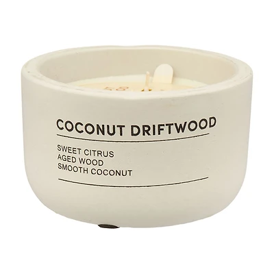 Cream Cement Scented Candle, Coconut Driftwood, 9 oz