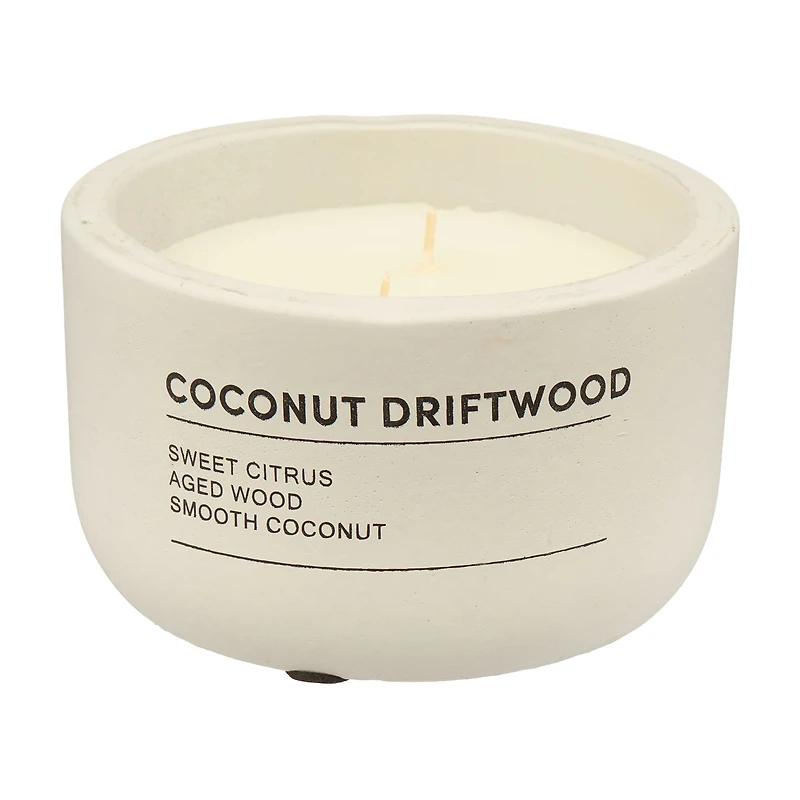 Cream Cement Scented Candle, Coconut Driftwood, 9 oz