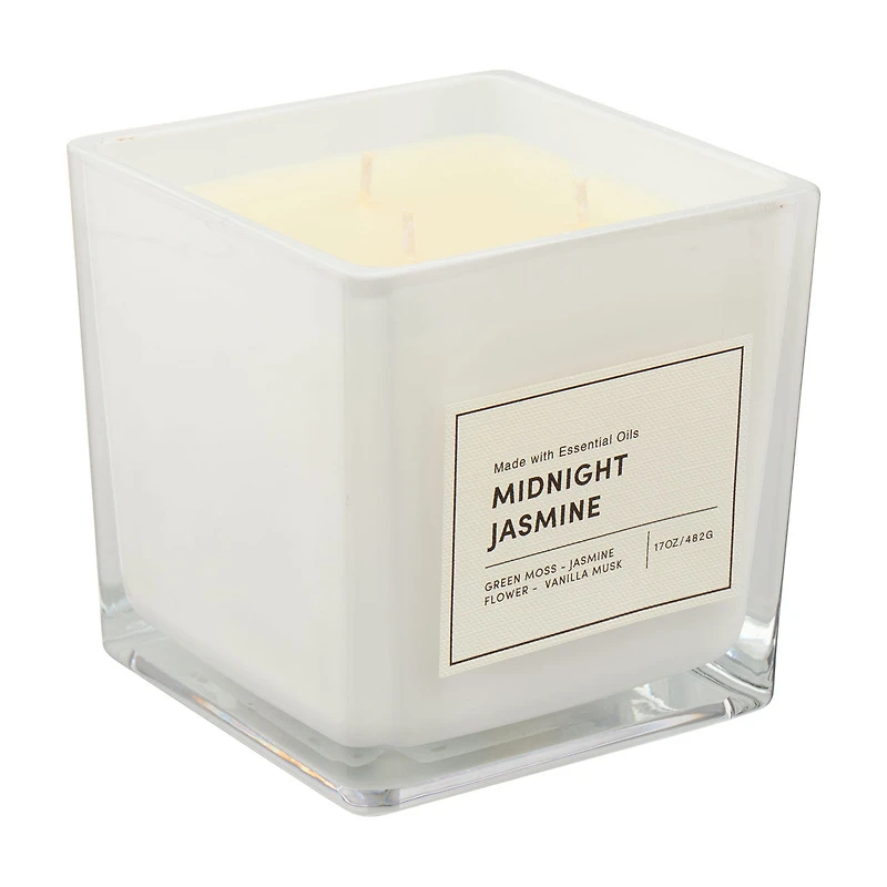 Square Scented Candle, Midnight Jasmine, 17 oz