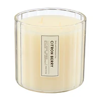 Ribbed Glass Scented Candle, Citron Berry, 18 oz