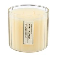Ribbed Glass Scented Candle, Warm Vanilla, 18 oz