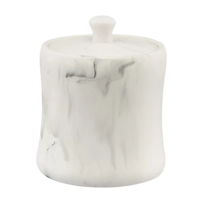 Marble Print Round Cotton Ball Holder