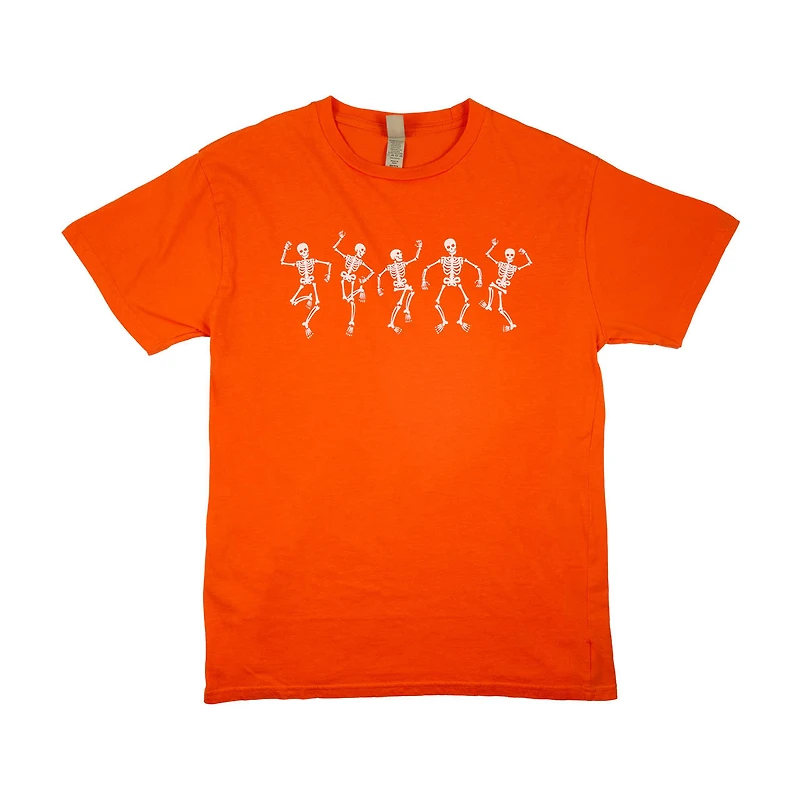 Halloween Dancing Skeletons T-Shirt, Orange, Extra Large