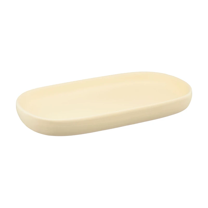 Oval Trinket Tray, Matted Cream