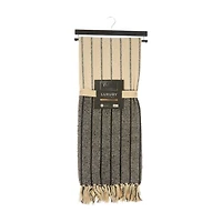 West Village Throw Blanket, Beige and Black Striped,  50 in x 60 in