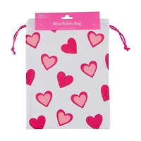 Happy Valentine's Day Mini Fabric Bag, 7 in x 9 in, Assorted
