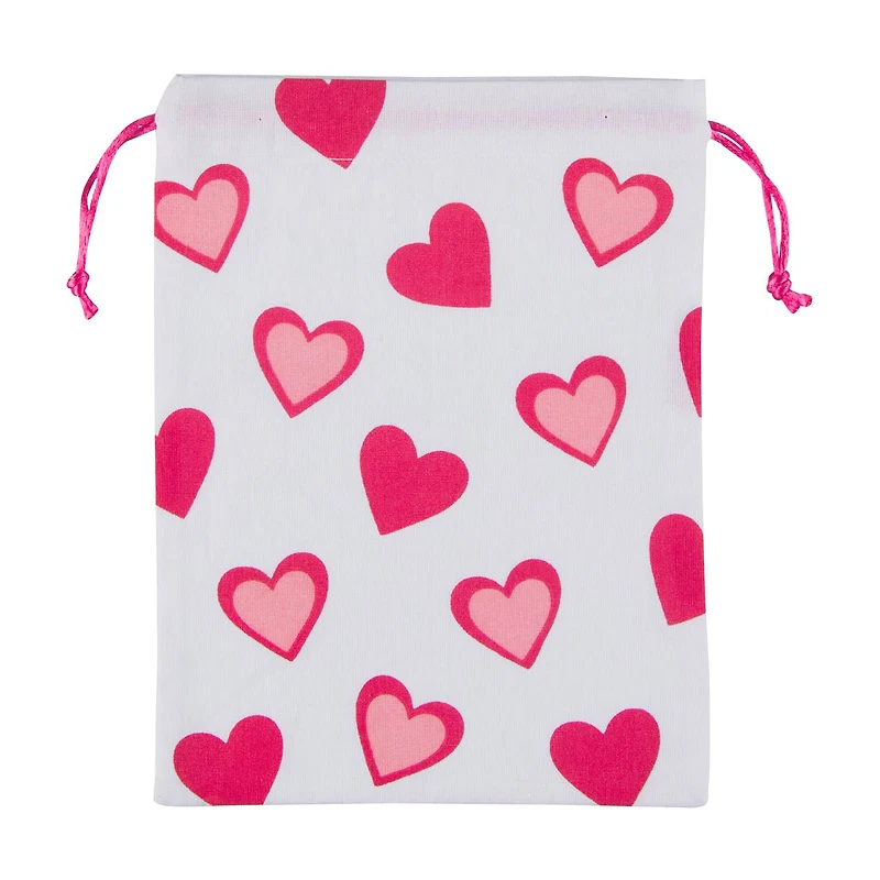 Happy Valentine's Day Mini Fabric Bag, 7 in x 9 in, Assorted