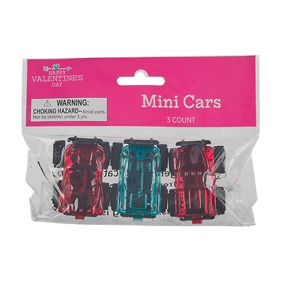 Happy Valentine's Day Mini Cars, 3 ct