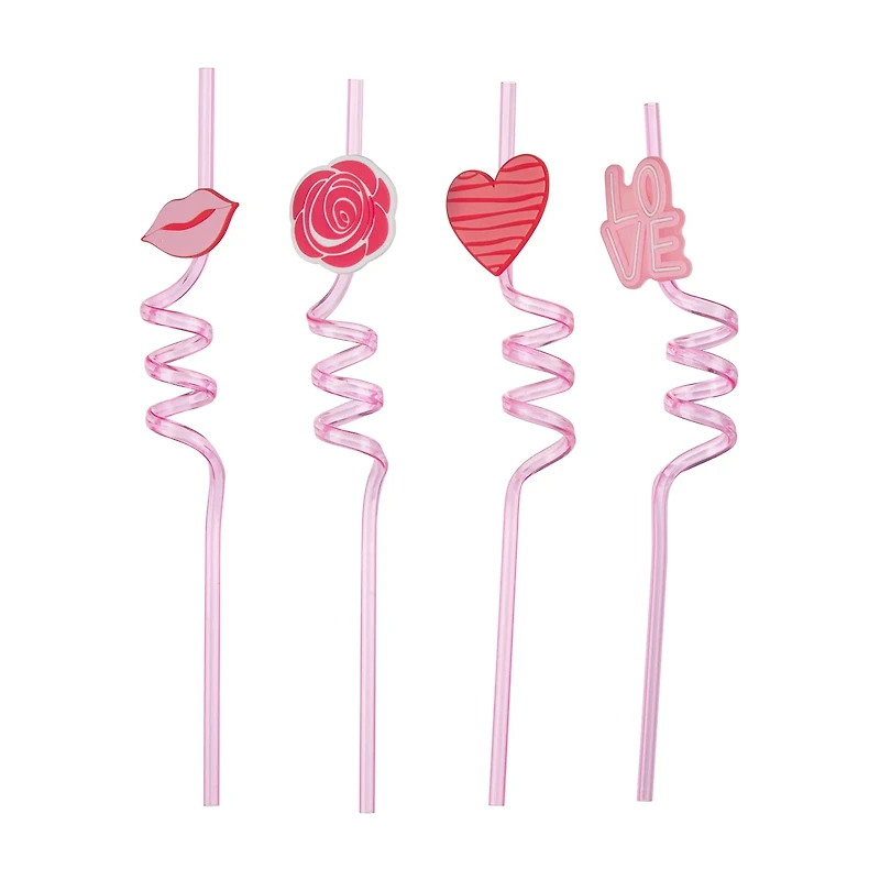 Happy Valentine's Day Novelty Straws, 4 ct, Assorted
