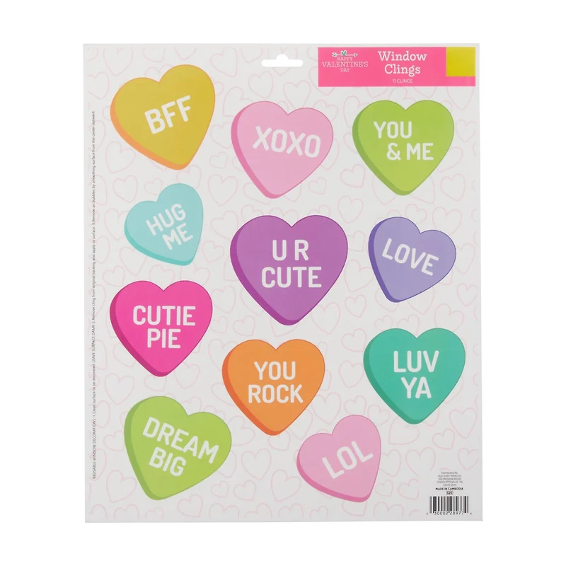 Happy Valentine's Day Window Clings, Assorted