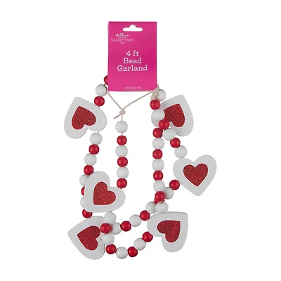 Happy Valentine's Day Wood Bead Garland, 4 ft, Assorted