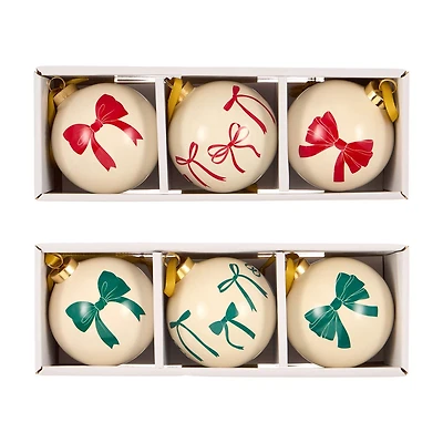 Ceramic Christmas Bow Ornaments, 3 pk, Assorted