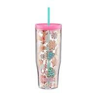 Simply Belle Christmas Plastic Tumbler with Straw, 24 oz