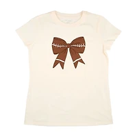 Women's Football Bow T-Shirt, Cream, 2XL