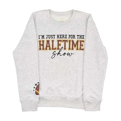 Women's "I'm Just Here For The Halftime Show" Light-Gray Sweatshirt, X-Large