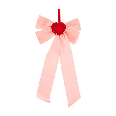Velvet Bow Decoration, Pink, 20 in