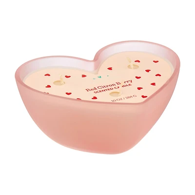 Valentine's Day Red Citron Berry Pink Heart Shaped Scented Candle, 10 oz
