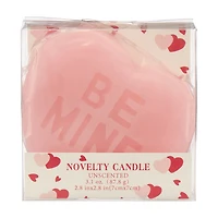 Unscented Pink “BE MINE” Heart-Shaped Candle, 3.1 oz