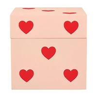 Valentine's Day Pink Gift Box with Red Hearts, 5 x 5 in