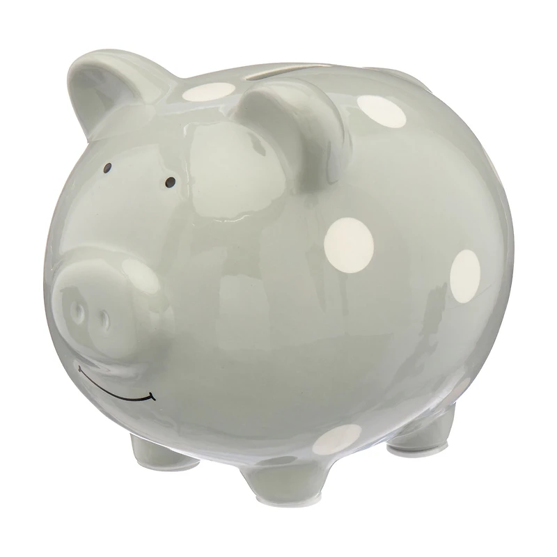 Kate & Milo Spotted Gray Piggy Bank, Large