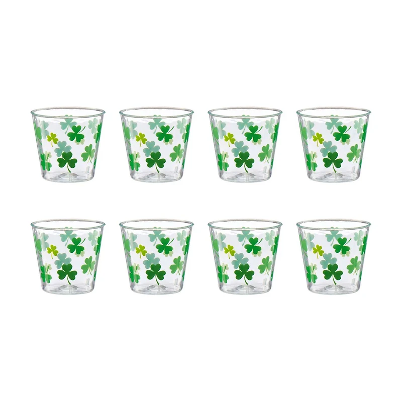 St. Patrick's Day Green Shamrock Shot Glasses, 1.29 fl oz, 8 pk