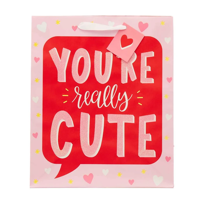 Valentine's Day Red & Pink You're Really Cute Large Gift Bag
