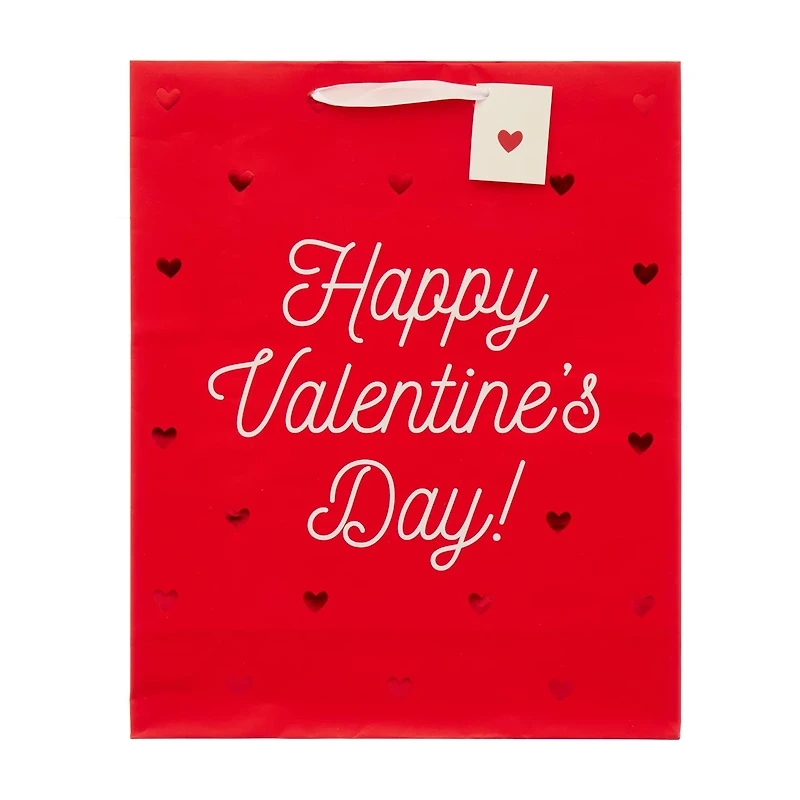 Valentine's Day Red Happy Valentine's Day with Heart Cutouts Extra Large Gift Ba