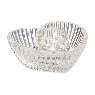Valentine's Day Glass Heart Candle Holder, 3 in