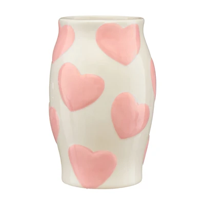 Ceramic Heart Vase, 8 in