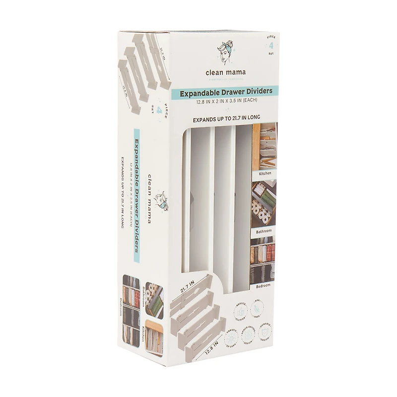 Clean Mama Expandable Drawer Dividers, 4 pk