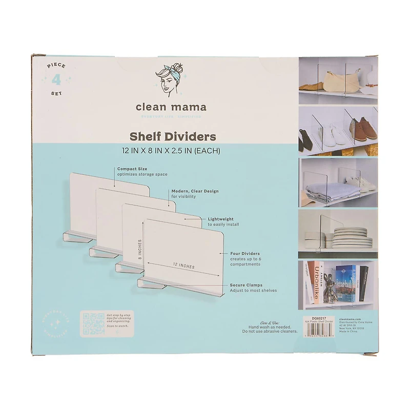 Clean Mama Plastic Shelf Dividers, 4 ct