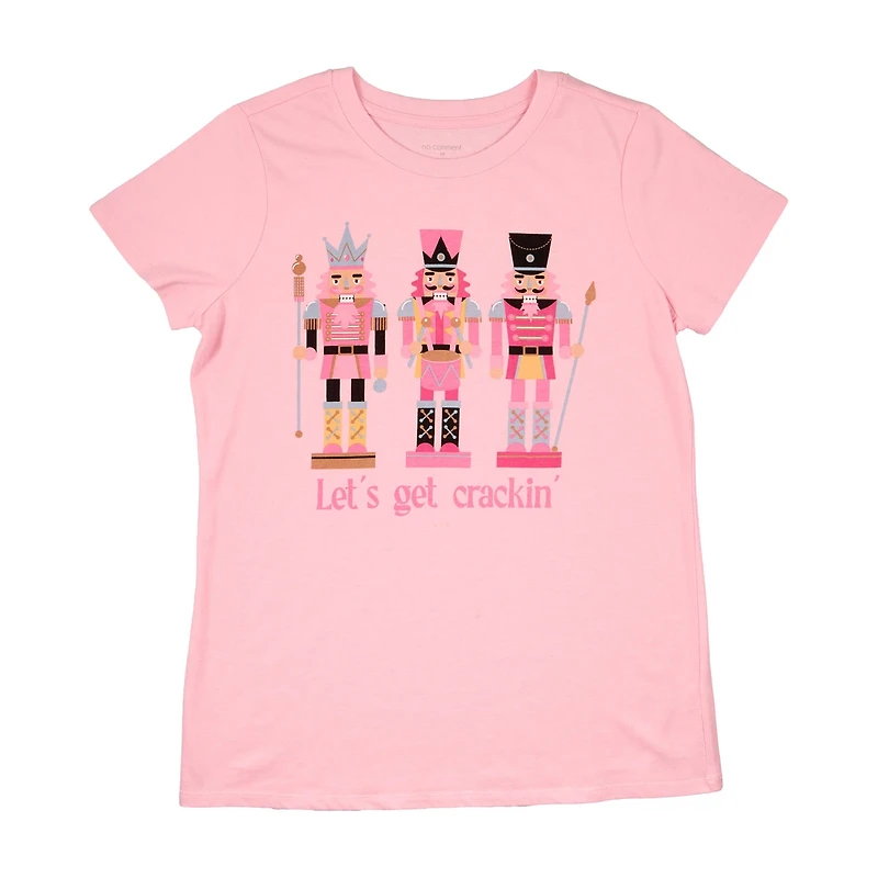 "Let's Get Crackin'" Women's Pink Nutcracker T-Shirt, Large