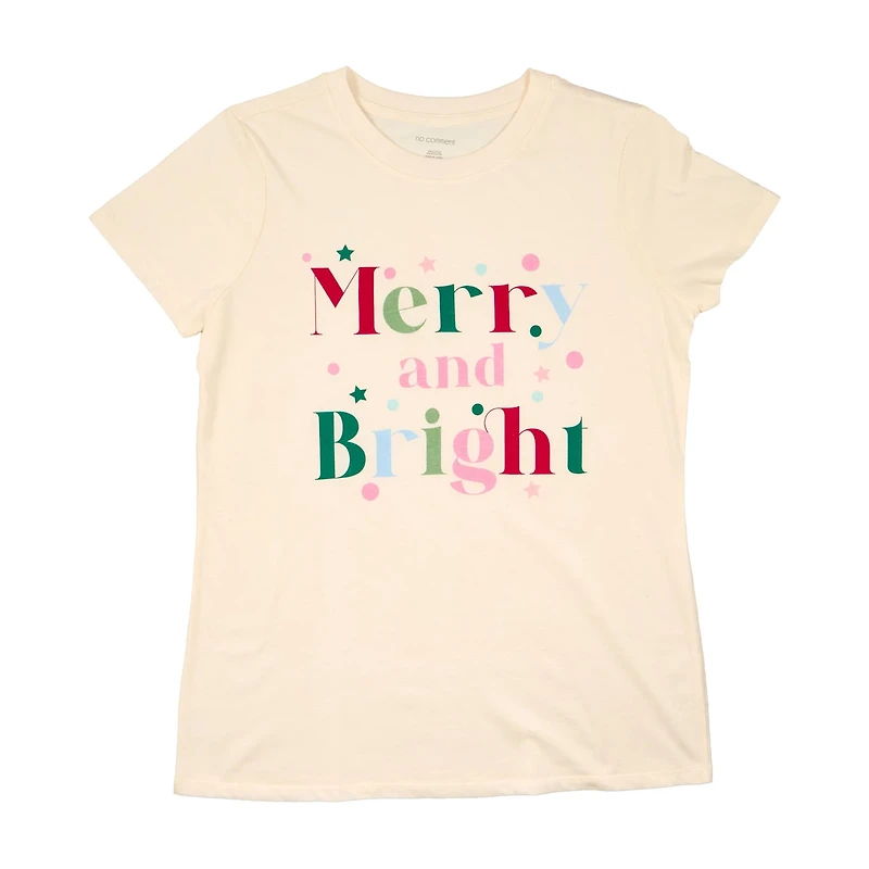 "Merry & Bright'" Women's Christmas T-Shirt, Medium