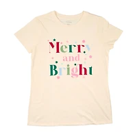 "Merry & Bright'" Women's Christmas T-Shirt, 2XL