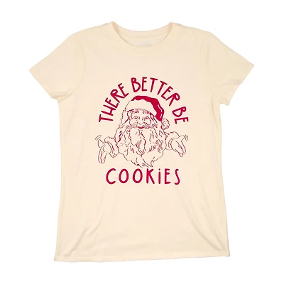 "There Better Be Cookies" Women's Christmas T-Shirt, Large