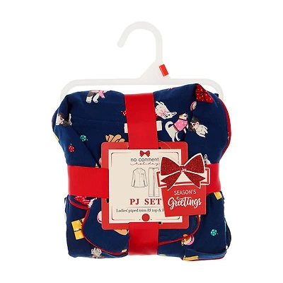 No Comment "Puppies" Ladies Holiday Pajama Set, Large