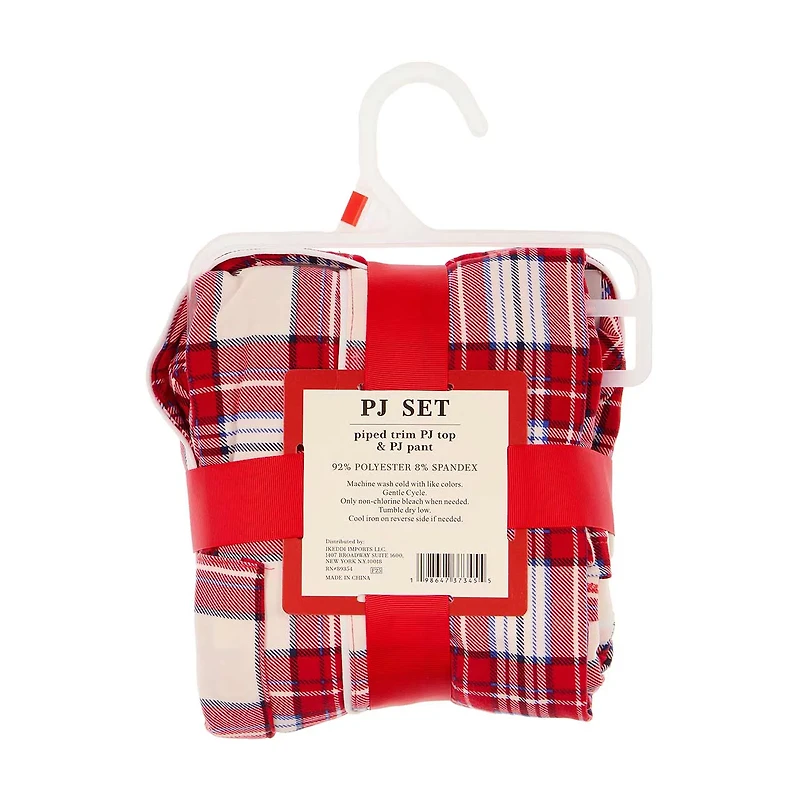 No Comment Plaid Ladies Holiday Pajama Set, Large