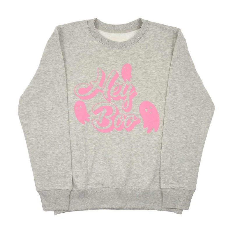 Halloween 'Hey Boo' Sweatshirt, Gray, Large