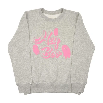 Halloween 'Hey Boo' Sweatshirt, Gray, Large