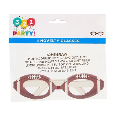 321 Party Football Novelty Glasses, 4 pk