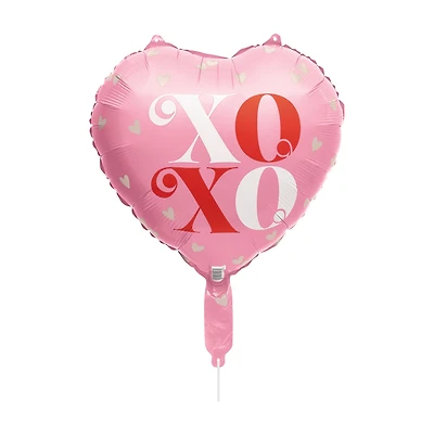 "XOXO" Heart Foil Balloon with Ribbon, 17 in