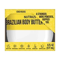 Nutrius Brazilian Body Butter Cream Coco Bliss, 6 FL OZ