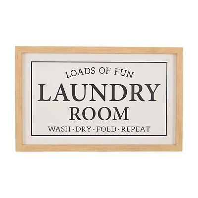 "Loads of Fun" White Laundry Room Wall Art, 16 in x 10 in