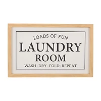 "Loads of Fun" White Laundry Room Wall Art, 16 in x 10 in