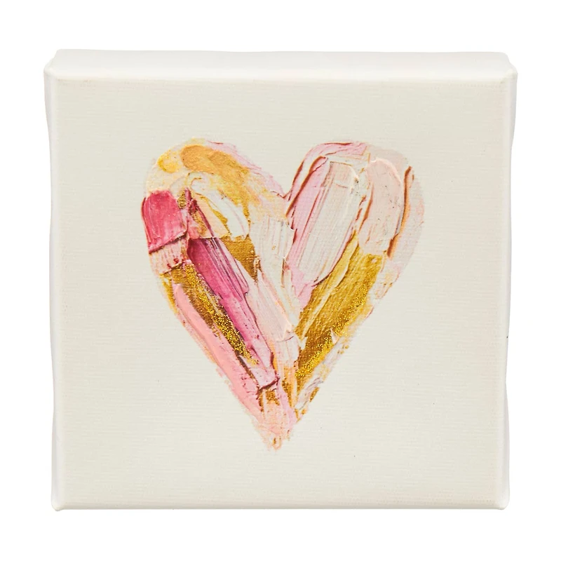 Valentine's Day Heart Canvas Art, 4 in x 4 in, Assorted