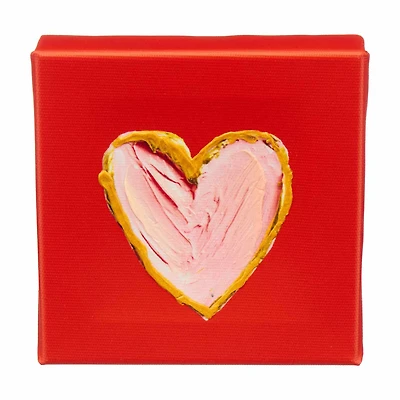 Valentine's Day Red Canvas Heart Room Decor, 4 in x 4 in