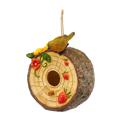 Resin Log Hanging Birdhouse Garden Decor