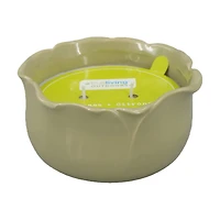 Lemongrass & Citronella Scented Flower Ceramic Candle, Beige, 15.5 oz